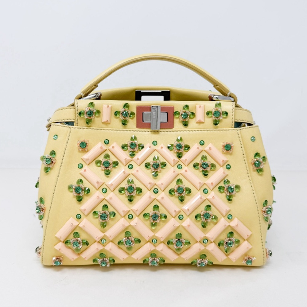 NIB**Fendi Embellished Mini Yellow Peekaboo Runway Collection Bag - Picture 2 of 11